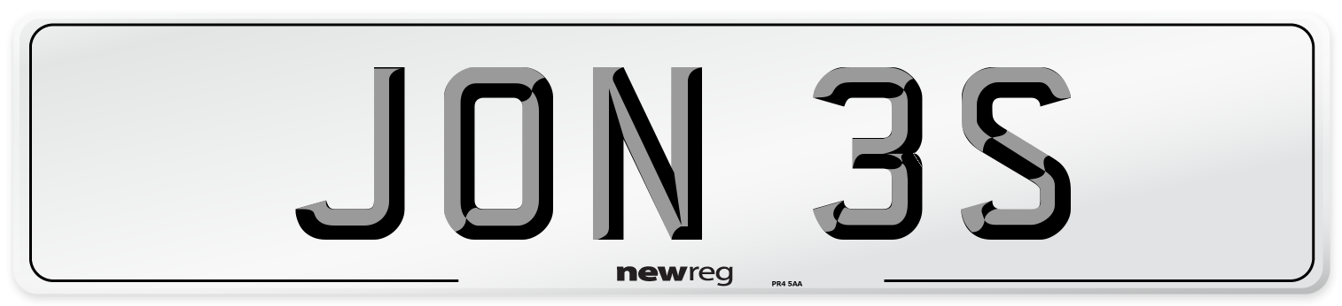 JON 3S Number Plate from New Reg